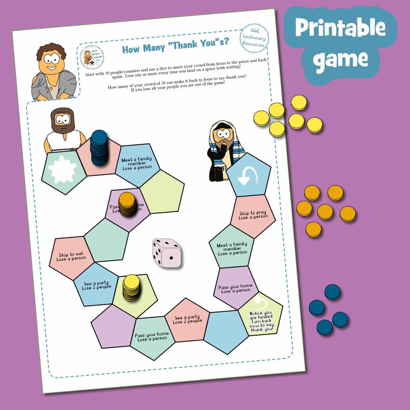 Printable game for the 10th leper or thankful leper.